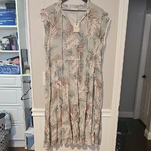 AndTheWhy Sz 1X Tropical Print Sleeveless Dress NWT